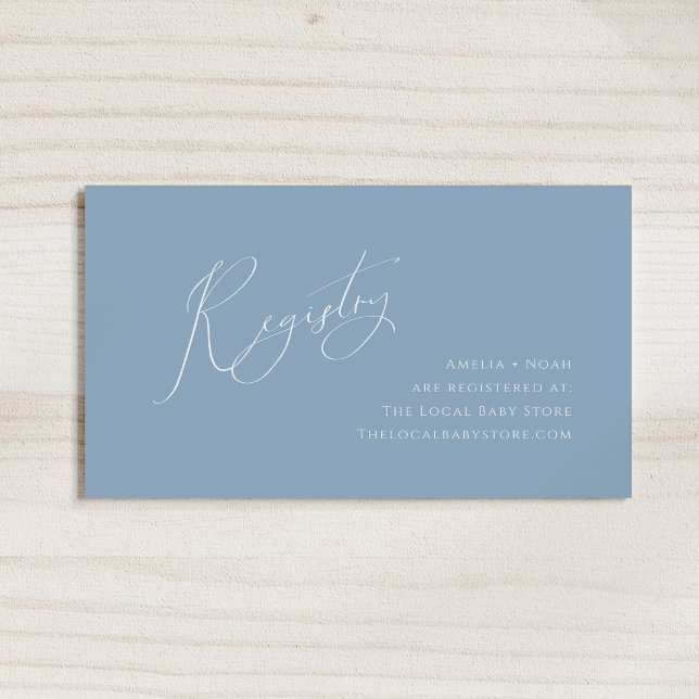 Whimsical Dusty Blue Baby Registry Enclosure Card (Creator Uploaded)