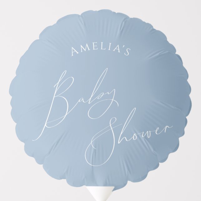 Whimsical Dusty Blue Baby Shower Balloon (Front)