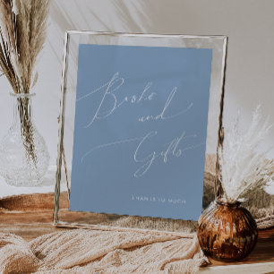 Whimsical Dusty Blue Baby Shower Books and Gifts Poster