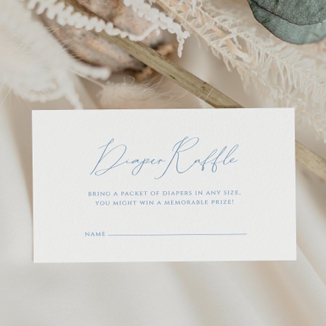 Whimsical Dusty Blue Baby Shower Diaper Raffle Enclosure Card (Creator Uploaded)