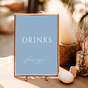Whimsical Dusty Blue Baby Shower Drinks Sign