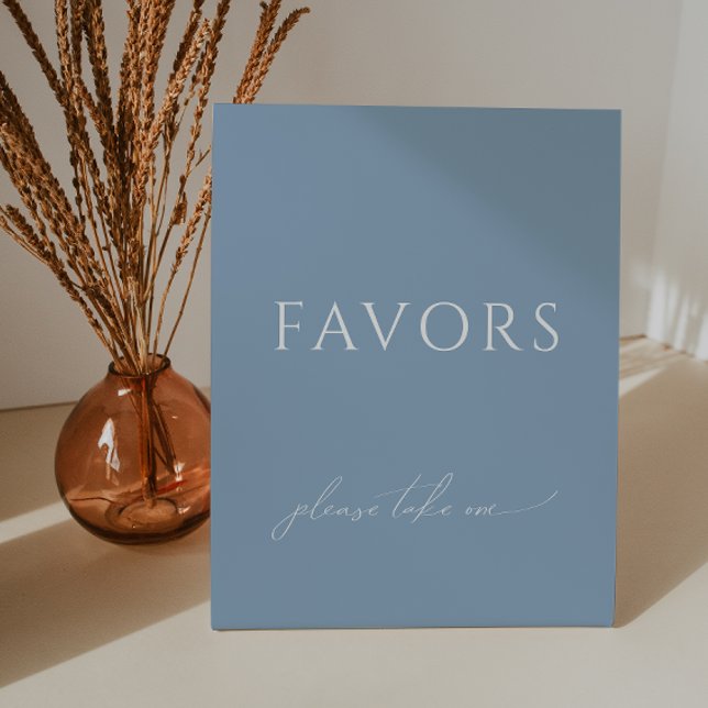 Whimsical Dusty Blue Baby Shower Favors Pedestal Sign (Creator Uploaded)