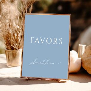 Whimsical Dusty Blue Baby Shower Favors Sign