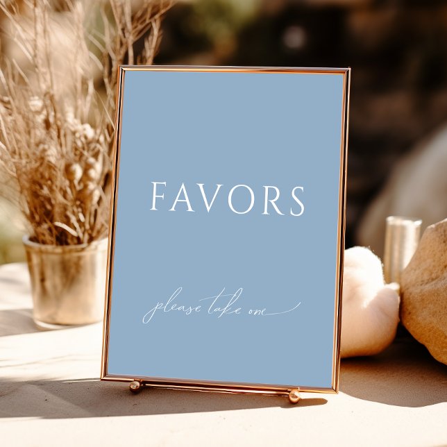 Whimsical Dusty Blue Baby Shower Favors Sign (Creator Uploaded)