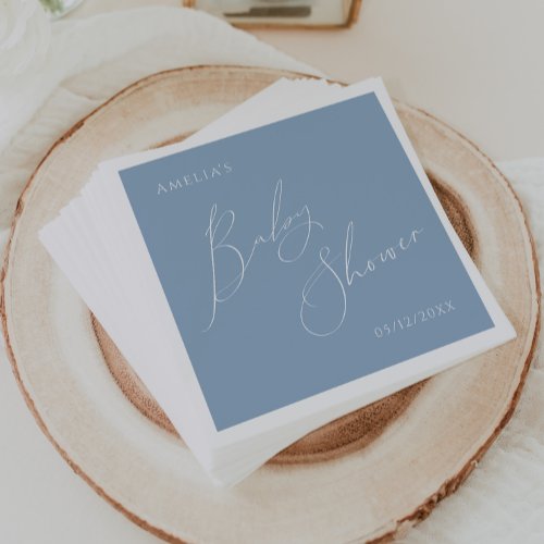 Whimsical Dusty Blue Baby Shower Napkins