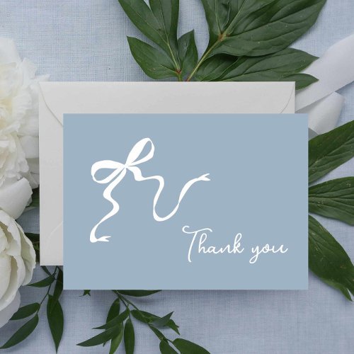 Whimsical Dusty Blue Baby Shower Thank You Card