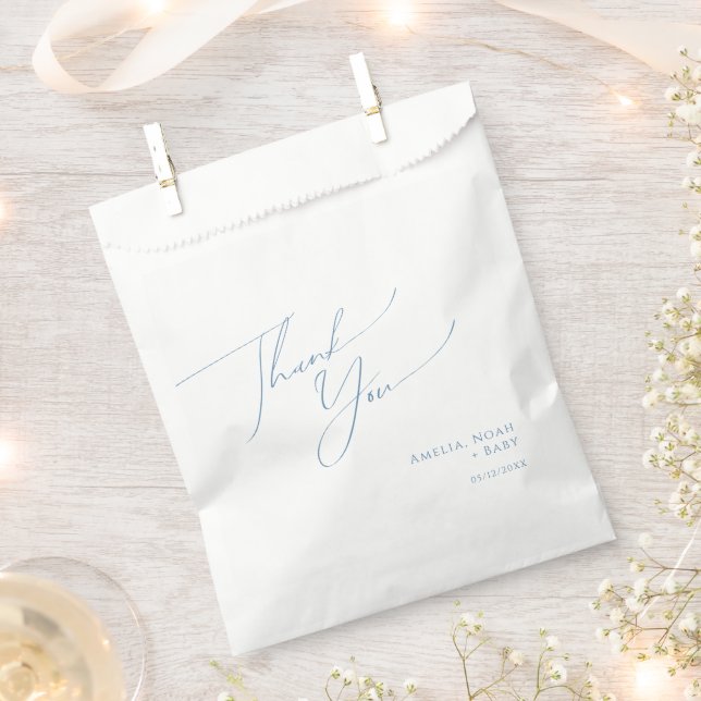 Whimsical Dusty Blue Baby Shower Thank You Favor Bag (Clipped)