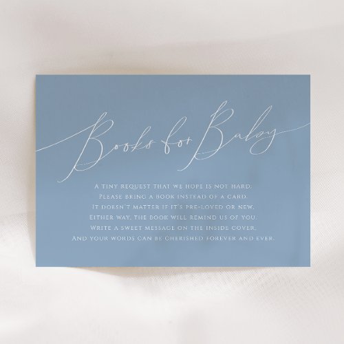 Whimsical Dusty Blue Books For Baby Enclosure Card