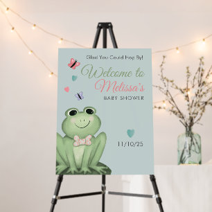 Whimsical Dusty Blue Cream Frog Baby Shower Foam Board