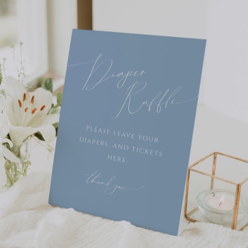 Whimsical Dusty Blue Diaper Raffle Baby Shower Pedestal Sign