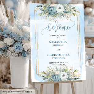 Whimsical Dusty Blue Eucalyptus Wedding Welcome  Foam Board