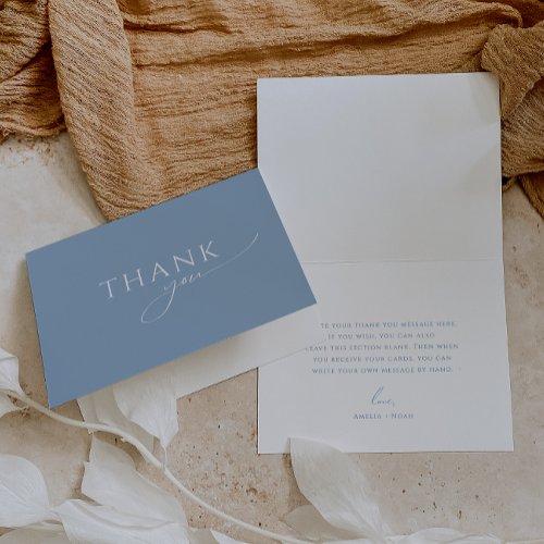 Whimsical Dusty Blue Folded Baby Shower Thank You Card