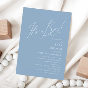 Whimsical Dusty Blue It's a Boy Baby Shower Invitation