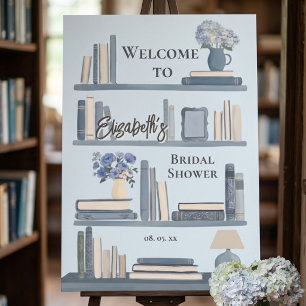 Whimsical Dusty Blue Library Bookshelf Welcome Foam Board