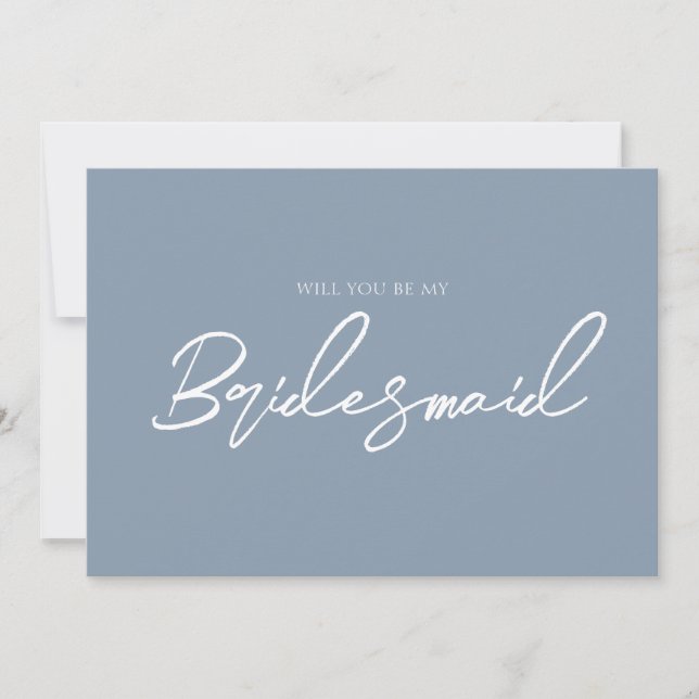 Whimsical Dusty Blue Minimal Bridesmaid Proposal Invitation (Front)
