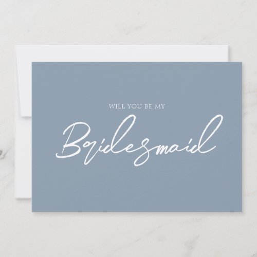 Whimsical Dusty Blue Minimal Bridesmaid Proposal Invitation