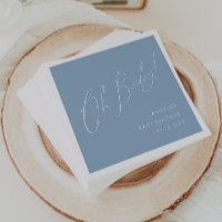 Whimsical Dusty Blue Oh Baby Shower Napkins