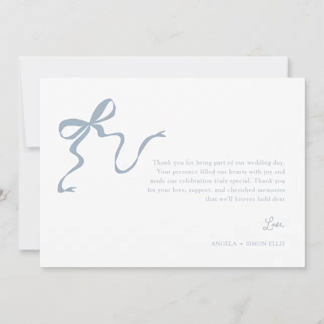 Whimsical Dusty Blue Wedding Thank You Card | Zazzle
