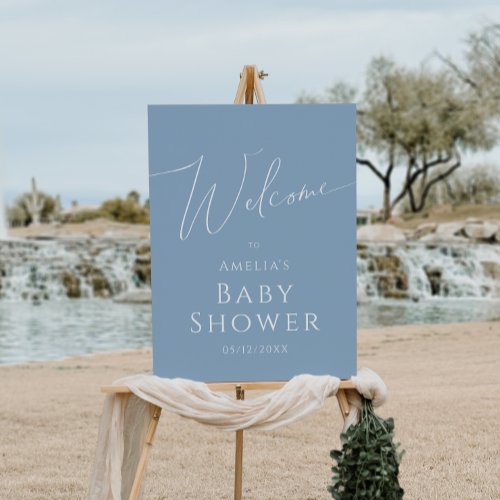 Whimsical Dusty Blue Welcome Baby Shower Foam Board