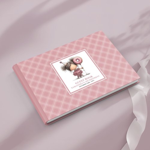 Whimsical dusty pink toddler girl 4th birthday  guest book