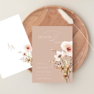 Whimsical Dusty Pink Wildflowers Floral Wedding Invitation