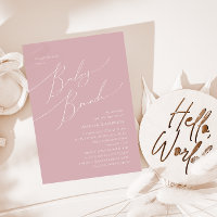 Whimsical Dusty Rose Baby Brunch Invitation