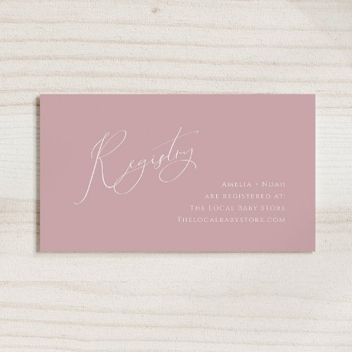 Whimsical Dusty Rose Baby Registry Enclosure Card