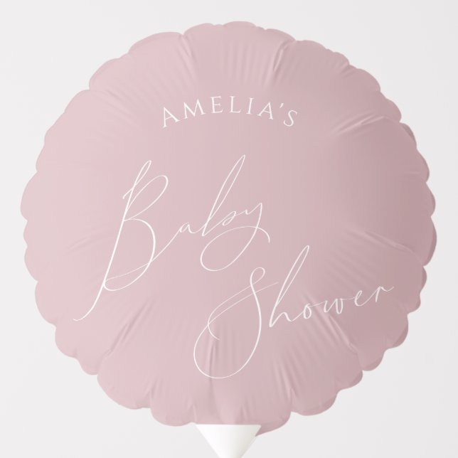 Whimsical Dusty Rose Baby Shower Balloon (Front)