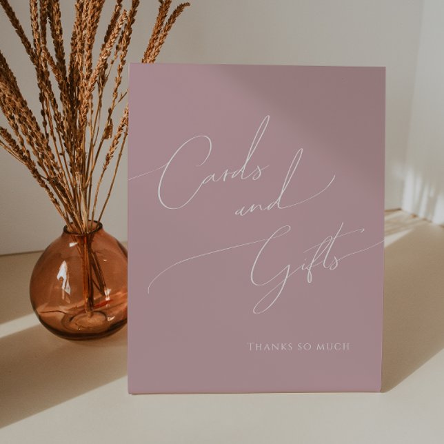 Whimsical Dusty Rose Baby Shower Cards and Gifts Pedestal Sign (Creator Uploaded)