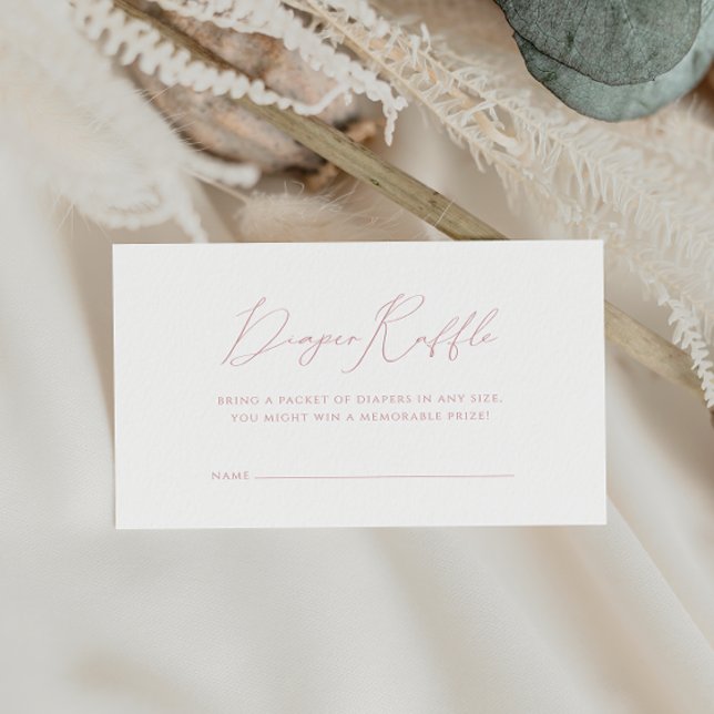 Whimsical Dusty Rose Baby Shower Diaper Raffle Enclosure Card (Creator Uploaded)