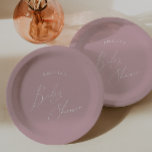 Whimsical Dusty Rose Baby Shower Paper Plates<br><div class="desc">Introducing our whimsical dusty rose baby shower paper plates, perfect for your simple modern boho spring or summer celebration! This plate has a blush, light-hearted, boho-chic vibe with elegant calligraphy and a delicate minimalist design, making it ideal for girls. Plus, it's editable, so you can add your own classy, whimsical...</div>