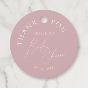 Whimsical Dusty Rose Baby Shower Thank You Favor Tags