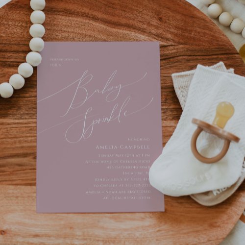 Whimsical Dusty Rose Baby Sprinkle Invitation