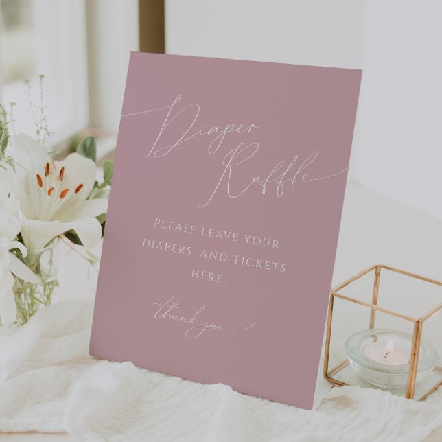 Whimsical Dusty Rose Diaper Raffle Baby Shower Pedestal Sign (Creator Uploaded)