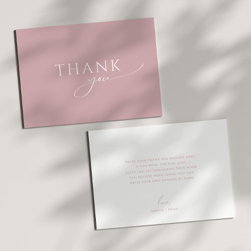 Whimsical Dusty Rose Flat Baby Shower Thank You Card