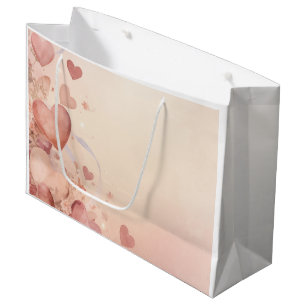Whimsical Dusty Rose Heart Cascade Abstract Large Gift Bag