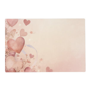 Whimsical Dusty Rose Heart Cascade Abstract Placemat