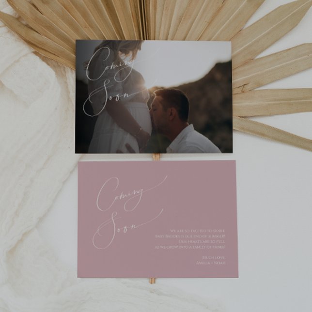 Whimsical Dusty Rose Pregnancy Announcement (Creator Uploaded)