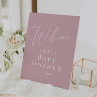 Whimsical Dusty Rose Welcome Baby Shower