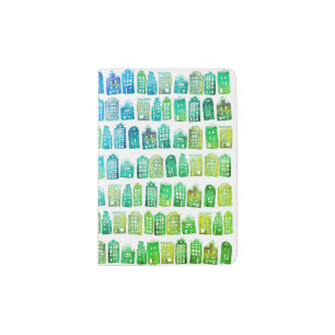 Whimsical Dutch Houses Amsterdam Pattern Quirky Passport Holder