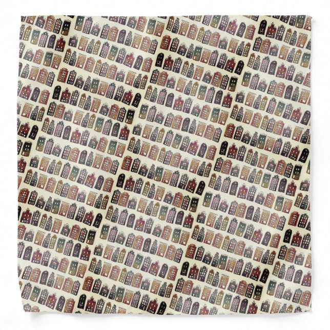 Whimsical Dutch Houses Amsterdam Quirky Neutrals Bandana (Front)