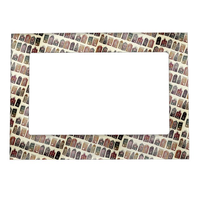 Whimsical Dutch Houses Amsterdam Quirky Neutrals Magnetic Frame (Front)