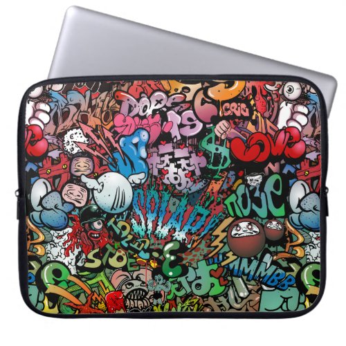 Whimsical dynamic street art Graffiti art pattern Laptop Sleeve