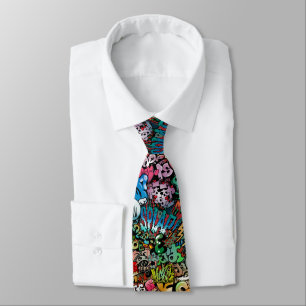 Whimsical dynamic street art Graffiti art pattern Neck Tie