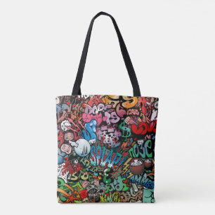 Whimsical dynamic street art Graffiti art pattern Tote Bag