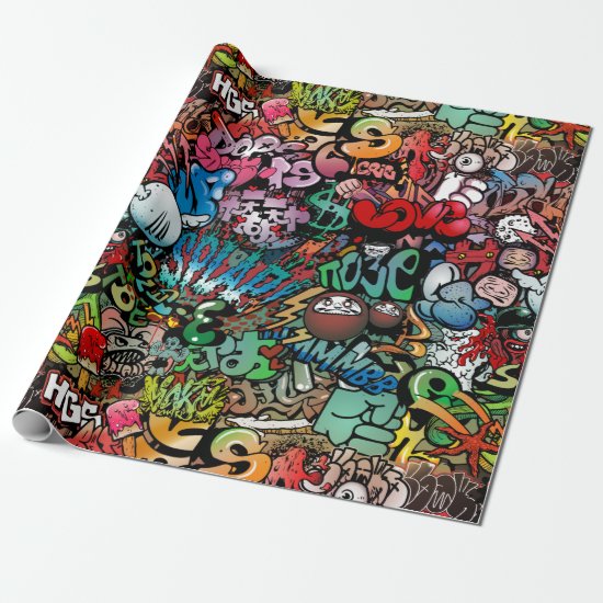 Whimsical dynamic street art Graffiti art pattern Wrapping Paper