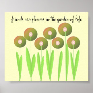 Whimsical Earth Tone Flowers with Saying Poster