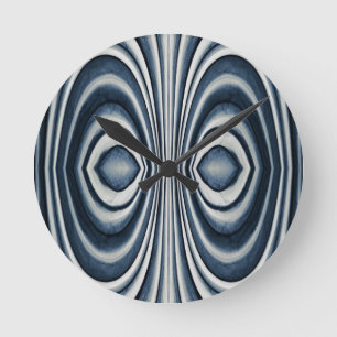 Whimsical Earth Toned Blue Abstract Pattern Round Clock