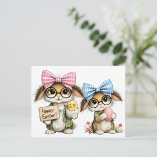 Whimsical Easter Bunnies Postcard