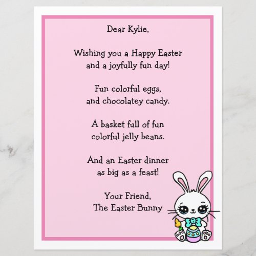 Whimsical Easter Bunny and Poem Kids Letter Game